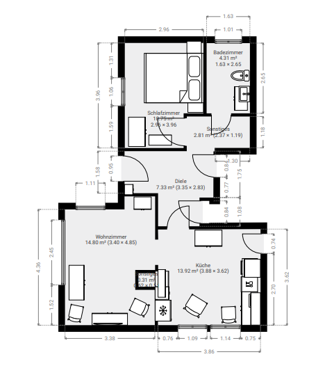 Grundriss der Ferienwohnung Waldblick